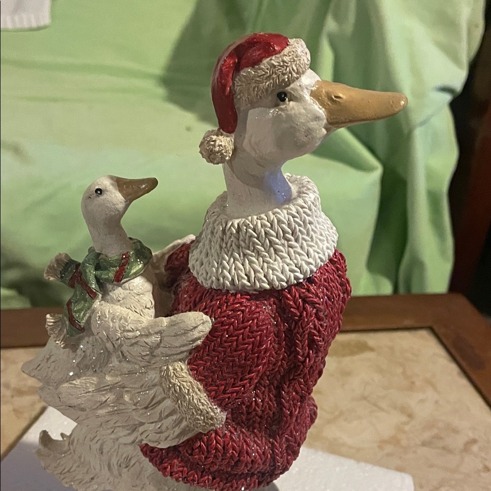 Festive Goose Figurine with Red Sweater